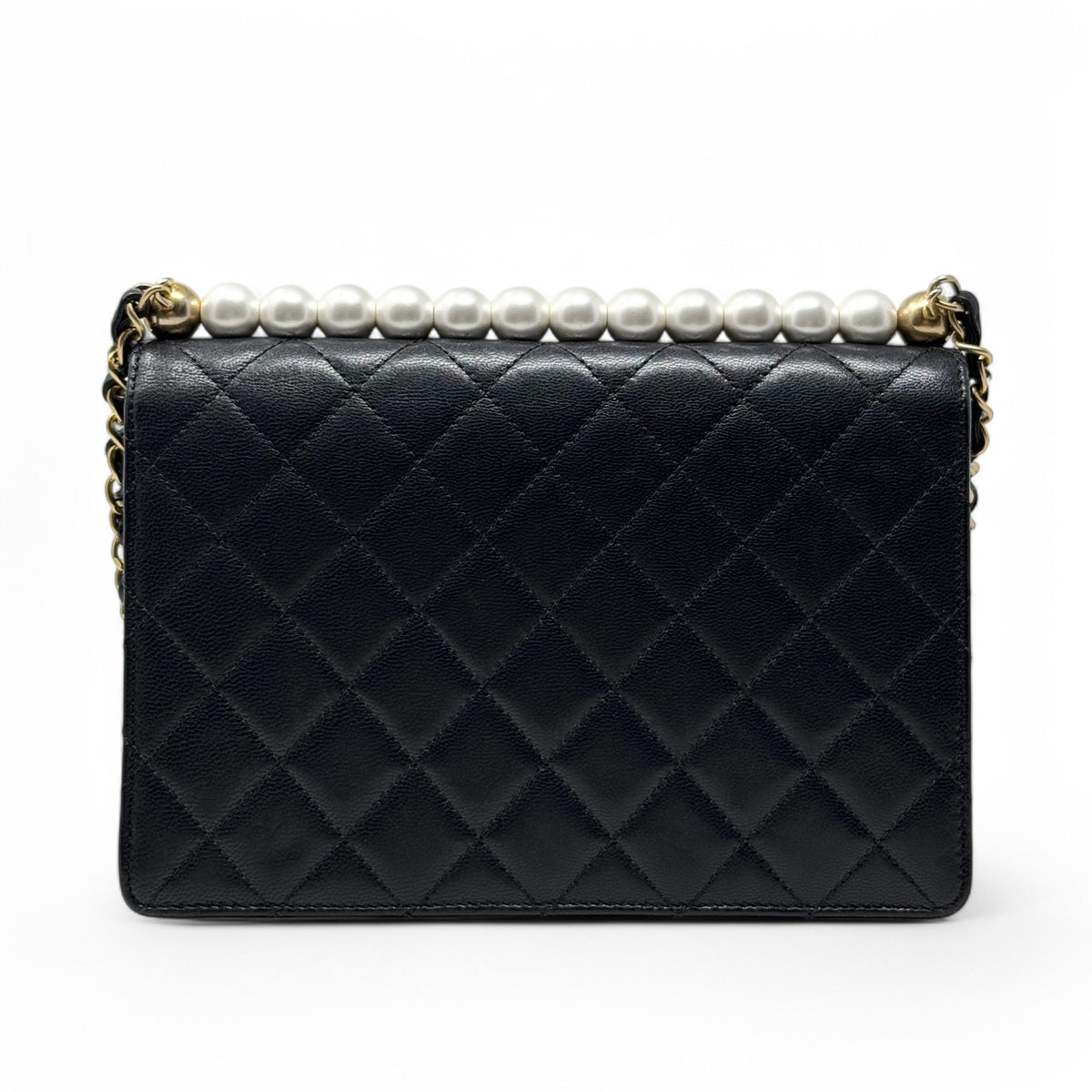 CHANEL CC BLACK SMALL CHIC PEARL FLAP