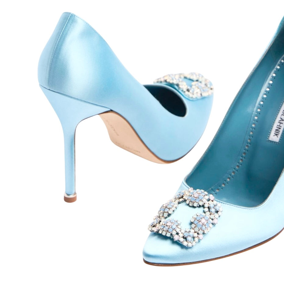 MANOLO BLAHNIK HANGISI JEWEL BUCKLE PUMPS