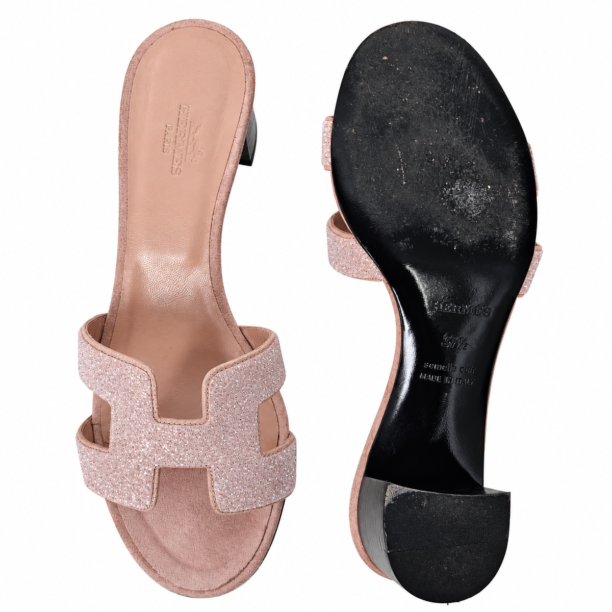HERMES OASIS GLITTER SANDALS
