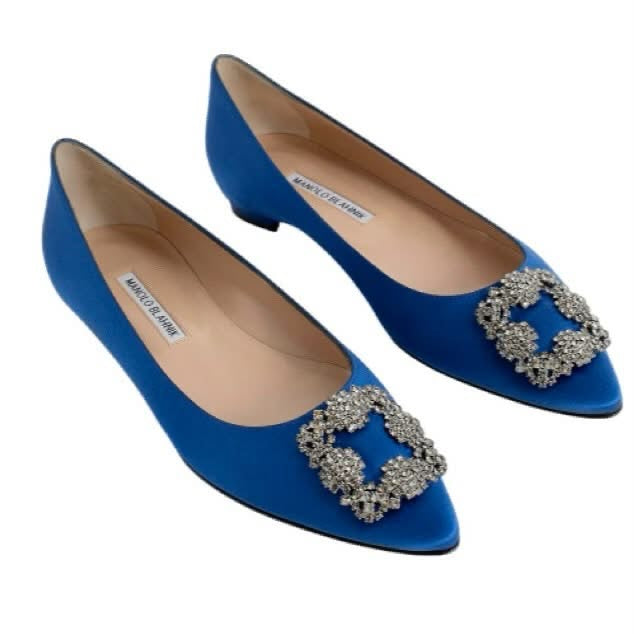 MANOLO BLAHNIK HANGISI SATIN BALLET FLATS