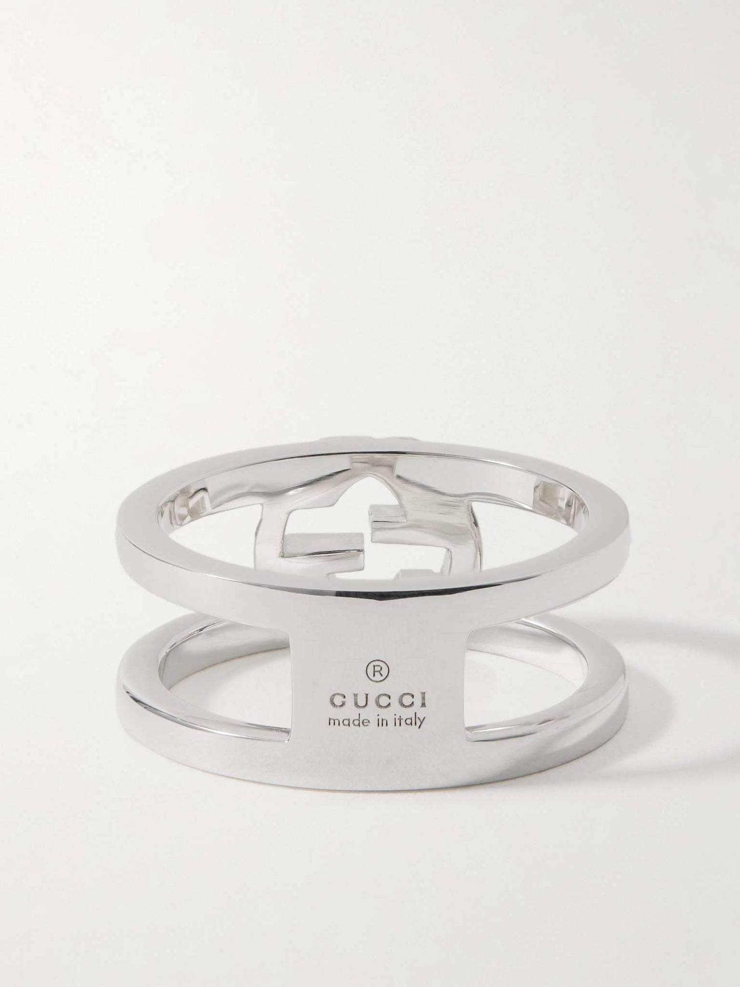 GUCCI GG STERLING SILVER INTERLOCKING RING
