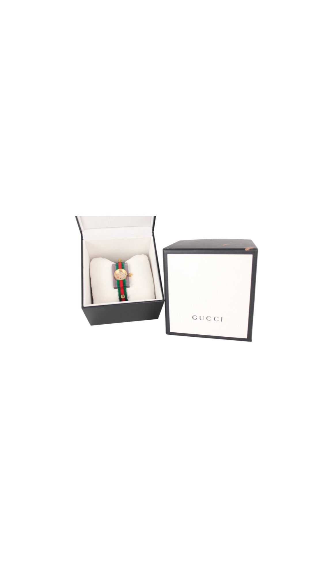 GUCCI WEB ACRYLIC GLASS STUDDED WATCH