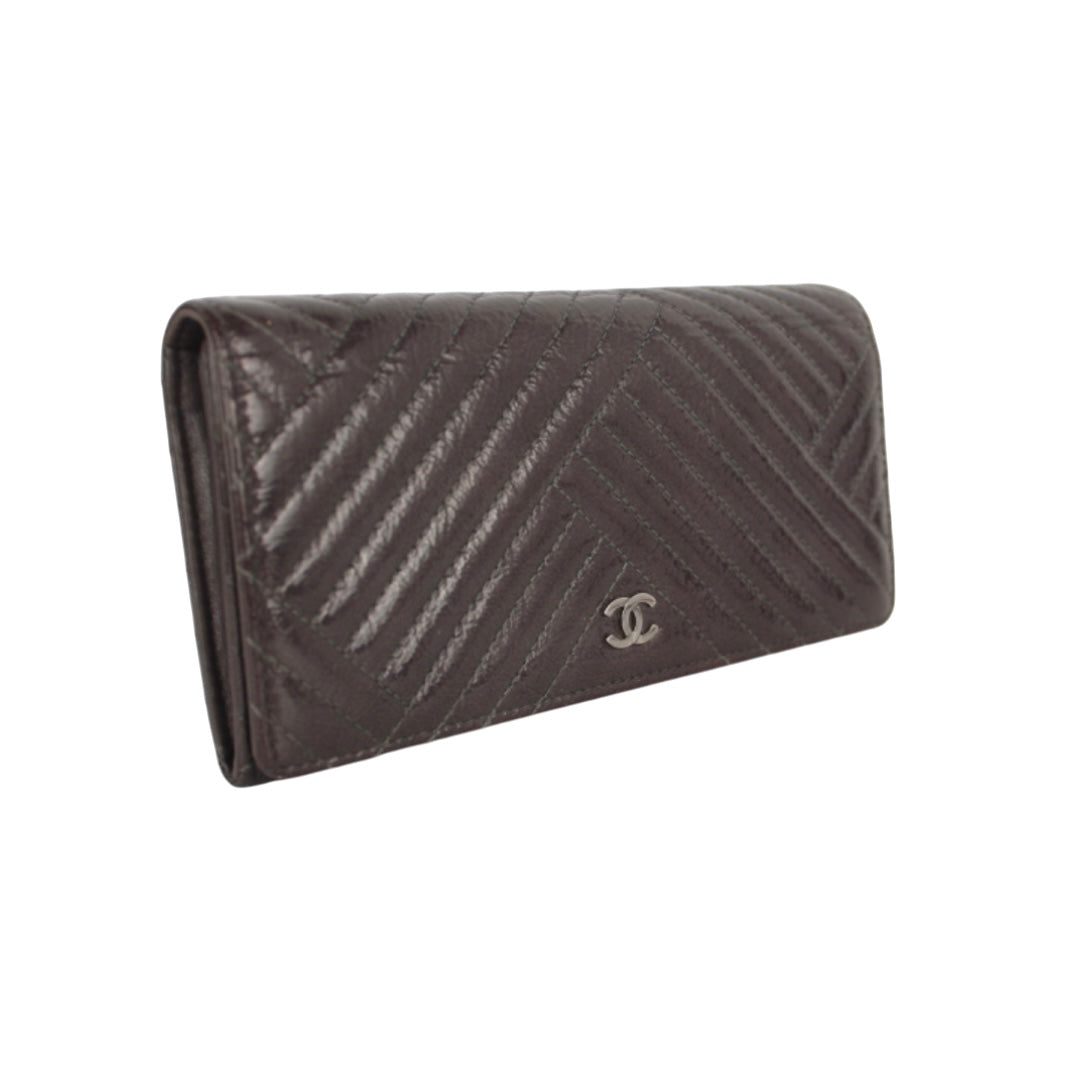 CHANEL DARK BROWN LONG WALLET