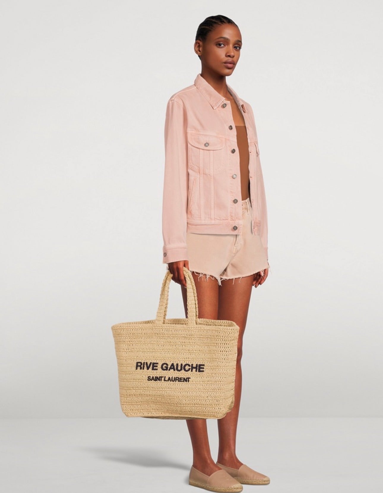 YVES SAINT LAURENT YSL RIVE GAUCHE RAFFIA TOTE