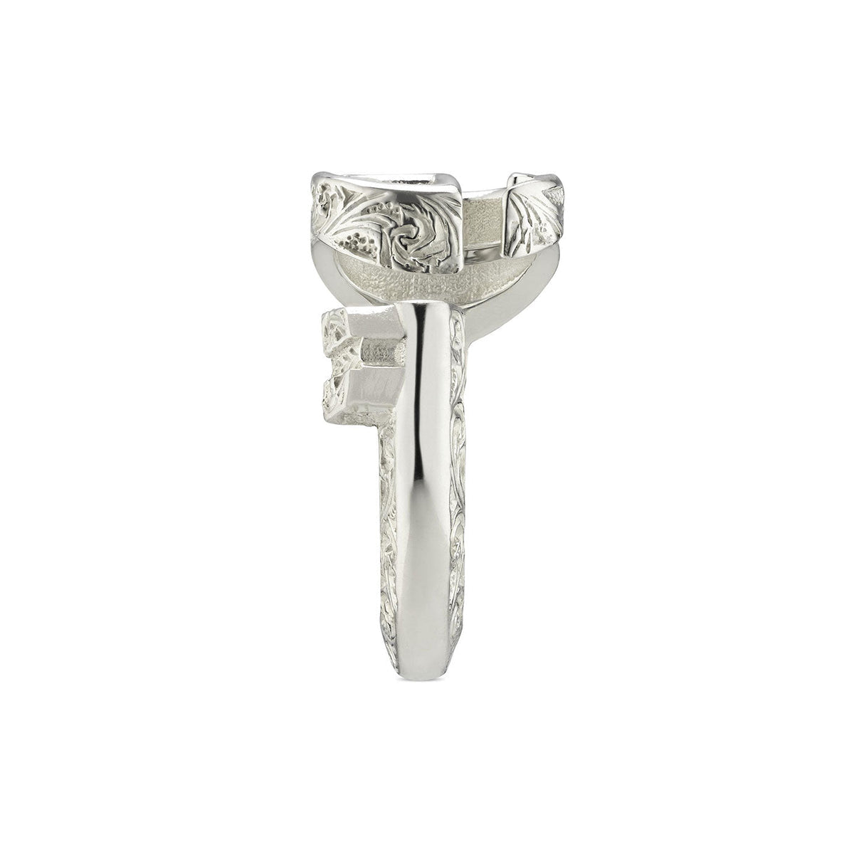 GUCCI GG STERLING SILVER MARMONT KEY RING