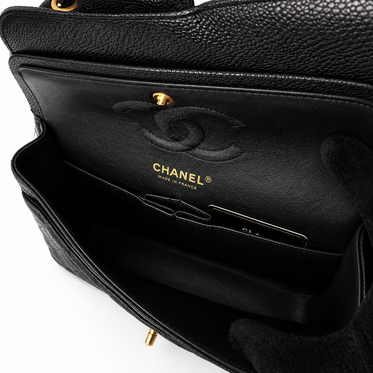 CHANEL CC MEDIUM CAVIAR BLACK WITH GHW