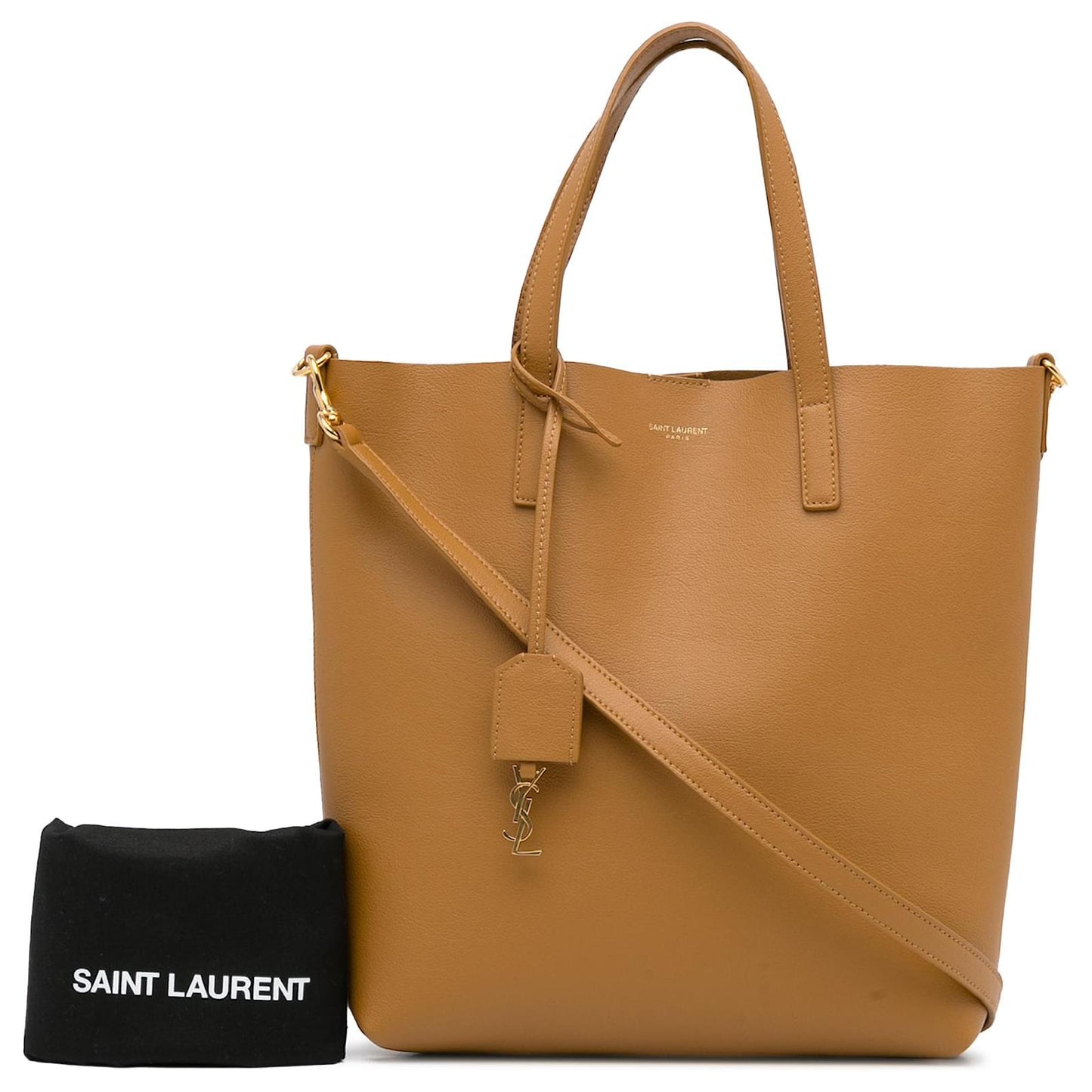 YVES SAINT LAURENT YSL BROWN TOY NORTH SOUTH SHOPPING TOTE