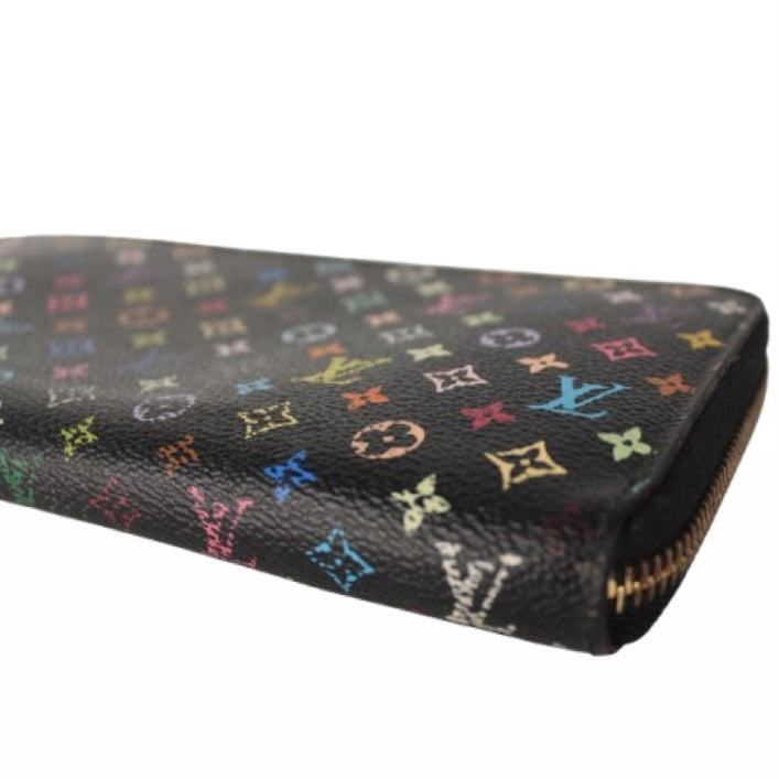 LOUIS VUITTON LV BLACK MONOGRAM MULTICOLOR CANVAS ZIPPY WALLET