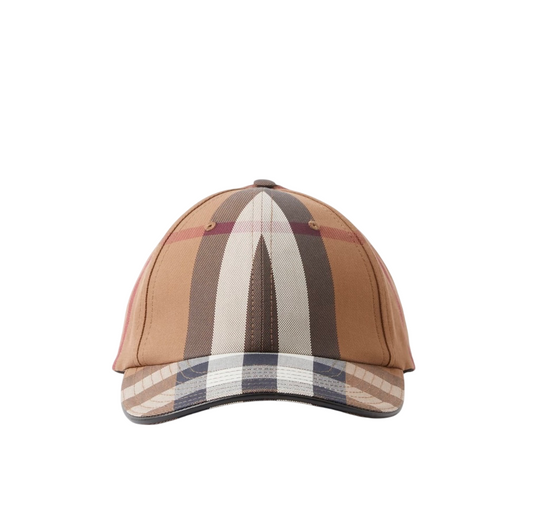 BURBERRY UNISEX LOGO  DETAIL EXAGGERATED CHECK COTTON BASEBALL CAP