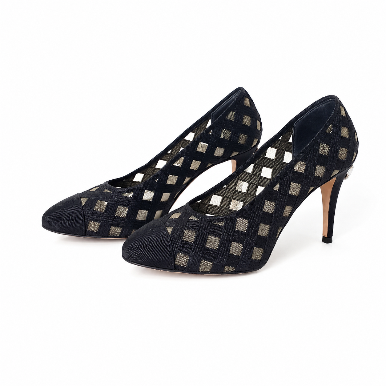 CHANEL CC CAPTOE LATTICE MESH PUMP