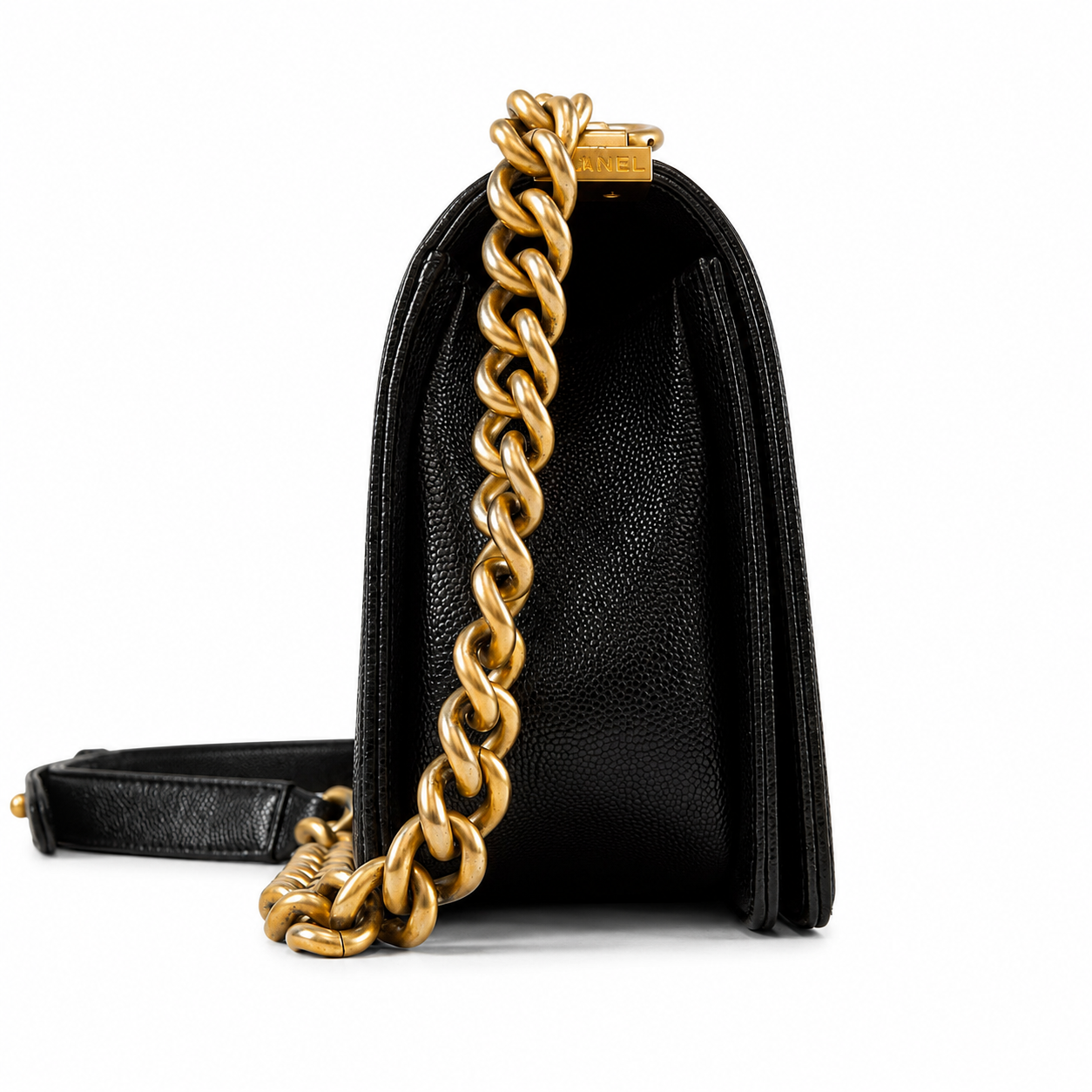 CHANEL CC MEDIUM OLD BOY CHEVRON FLAP CAVIAR