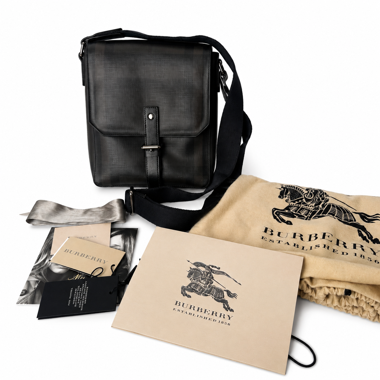BURBERRY BB SMOKED CHECK VAUGHAN CROSSBODY UNISEX BAG