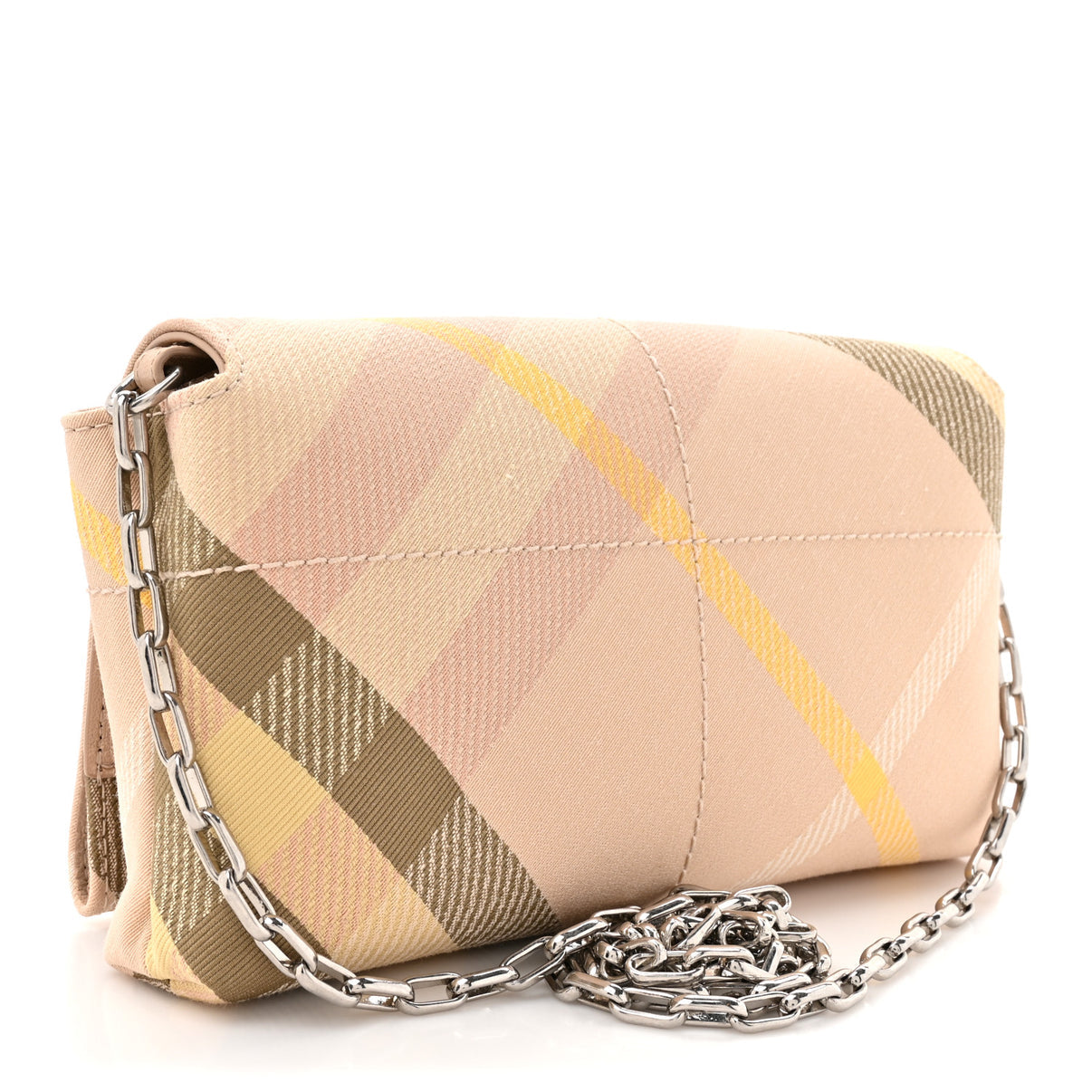 BURBERRY BB CHECK SOFT SNIP MINI CHAIN BAG TEACUP