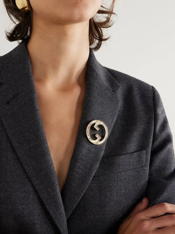 GUCCI GG BLONDIE CRYSTAL PIN BROOCH