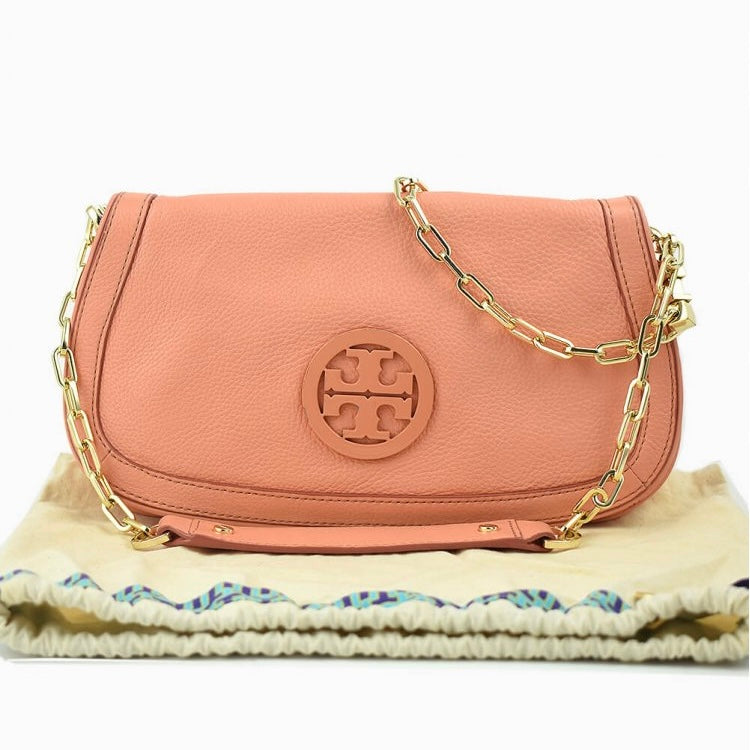 TORY BURCH CHAIN-LINK LEATHER SHOULDER BAG