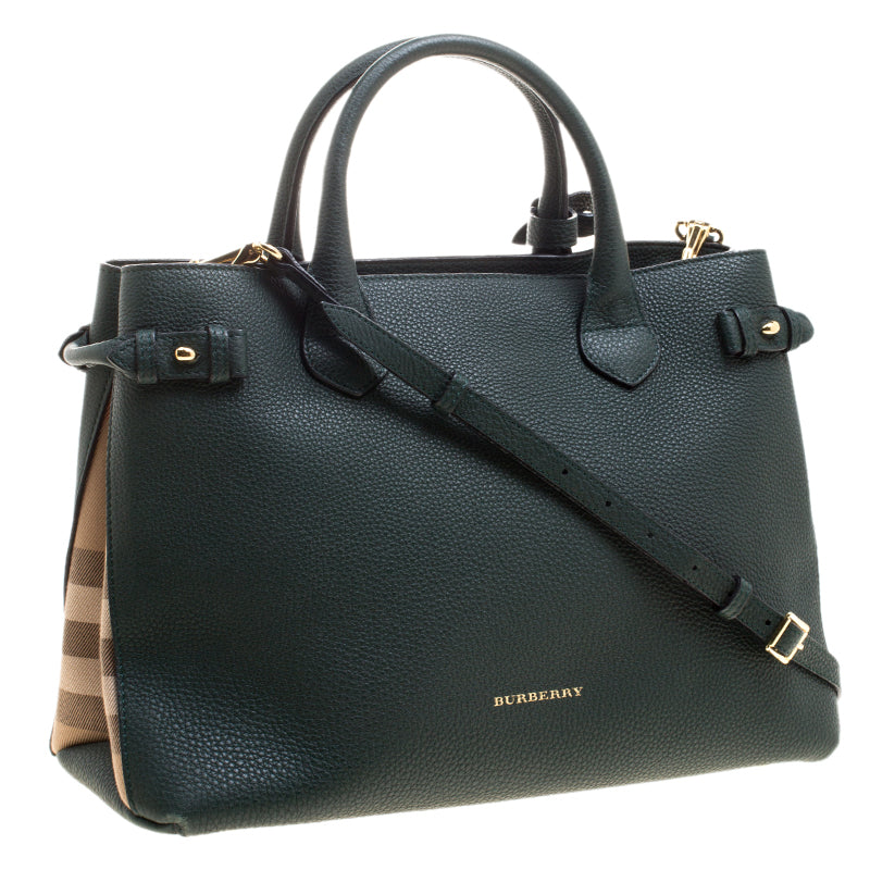 BURBERRY BB BANNER CHECK MEDIUM TOTE BAG