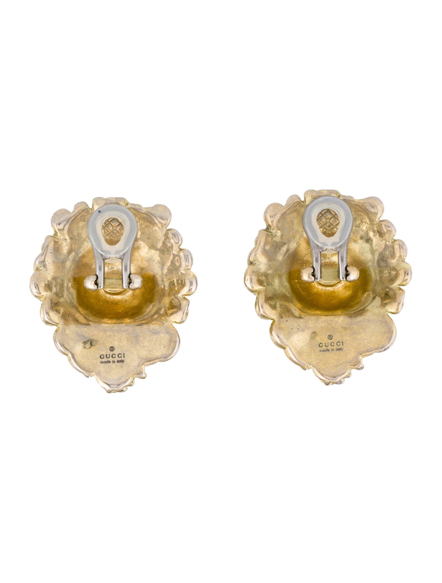GUCCI GG LION RHINESTONE CLIP-ON EARRINGS