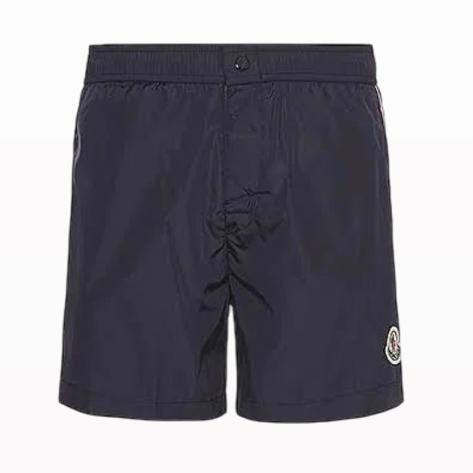 MONCLER MEN’S LOGO PATCH THREE STRIPES LINING SWIM SHORTS