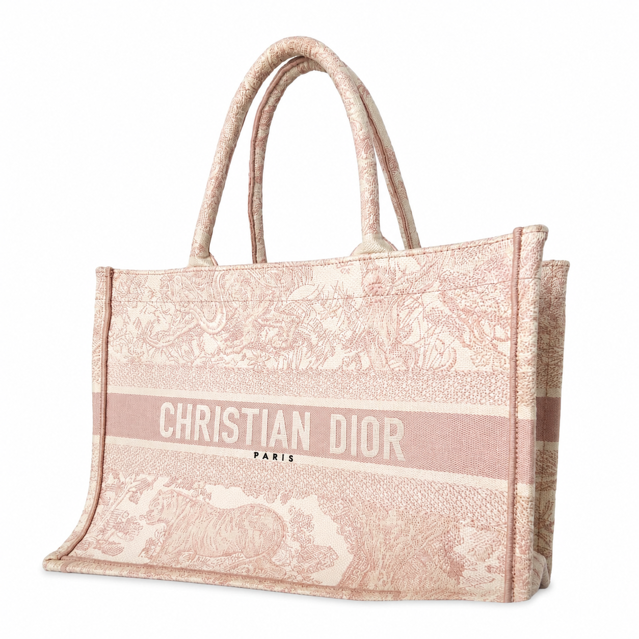 CHRISTIAN DIOR CD EMBROIDERED BOOK TOTE MEDIUM