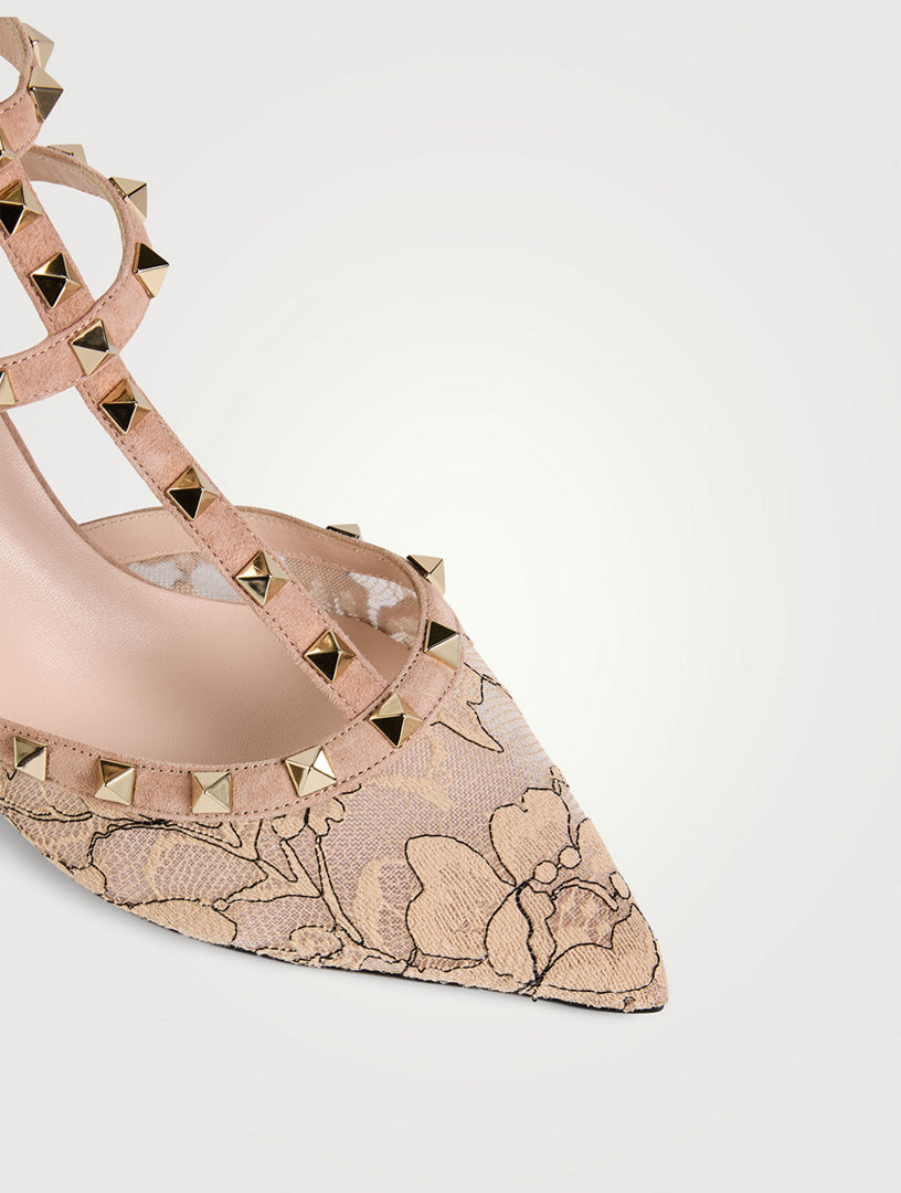 VALENTINO GARAVANI ROCKSTUD LACE PUMPS