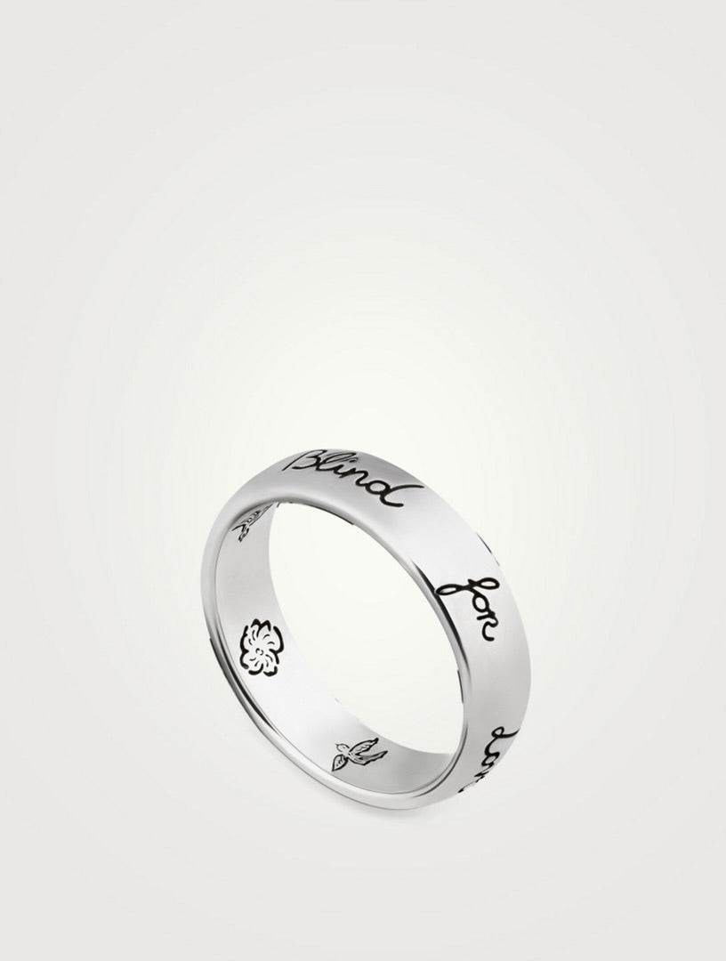 GUCCI GG STERLING SILVER BLIND FOR LOVE RING