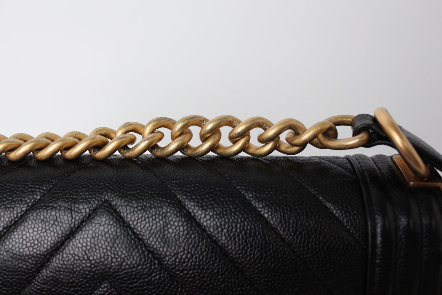 CHANEL CC MEDIUM OLD BOY CHEVRON FLAP CAVIAR