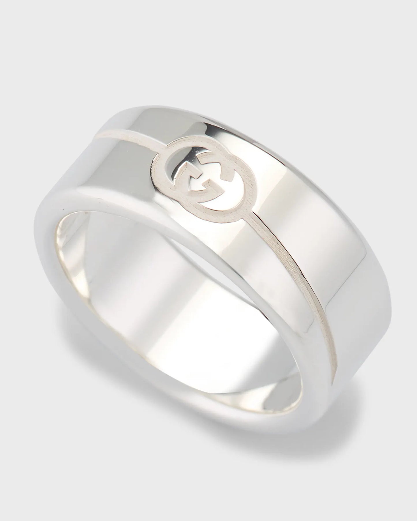 GUCCI GG STERLING SILVER TAG 9MM RING