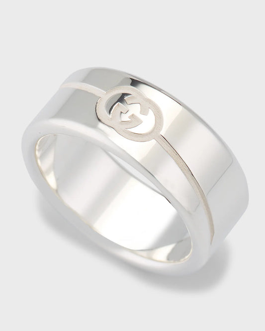 GUCCI GG STERLING SILVER TAG 9MM RING