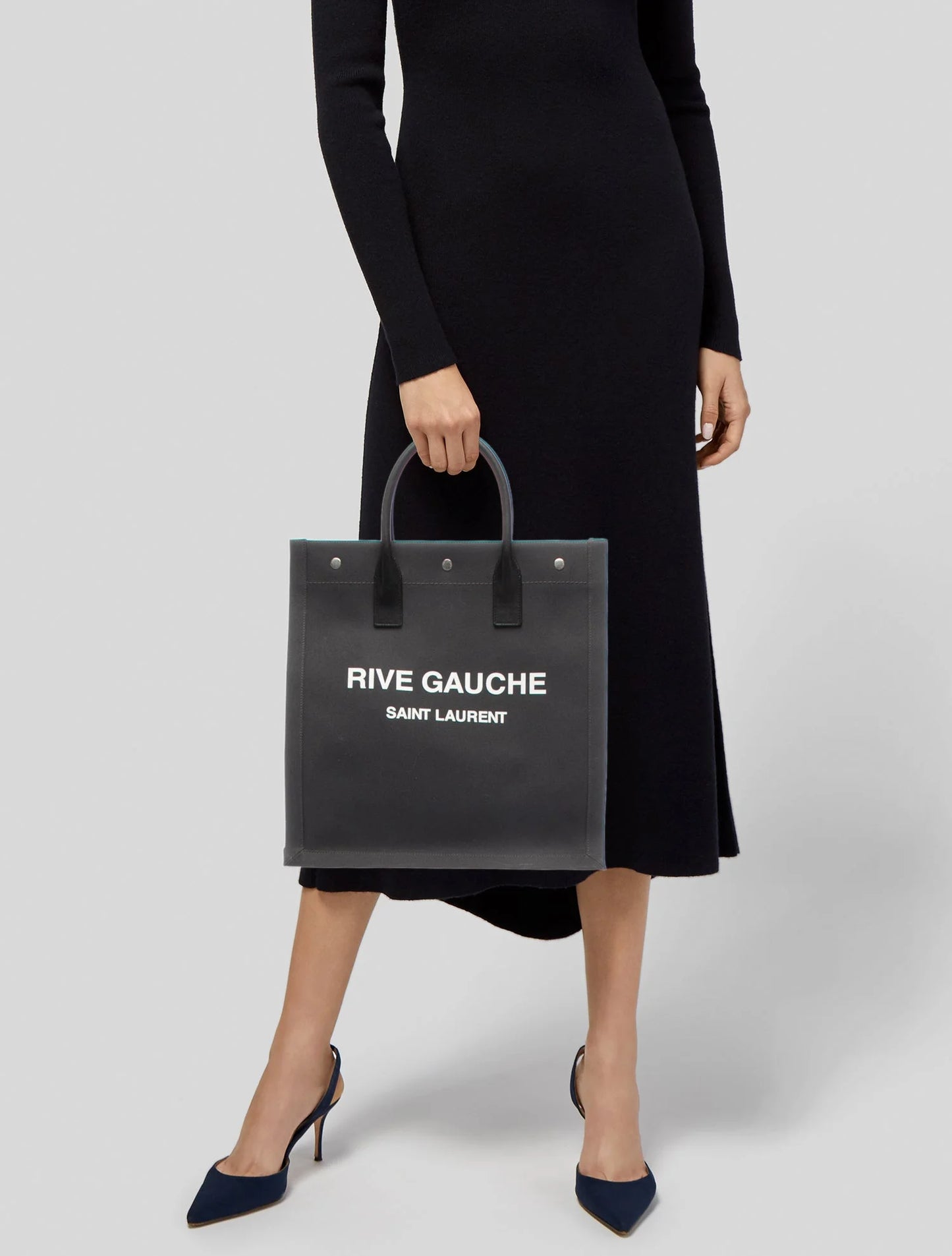 YVES SAINT LAURENT YSL RIVE GAUCHE BLACK TOTE SMALL