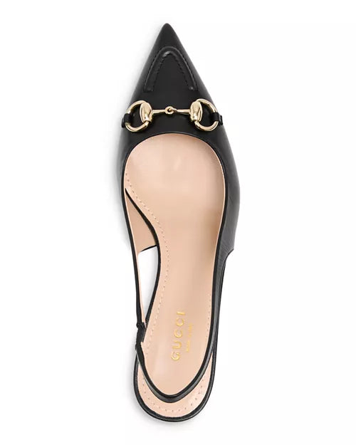 GUCCI HORSEBIT GG SLINGBACK KITTEN HEELS