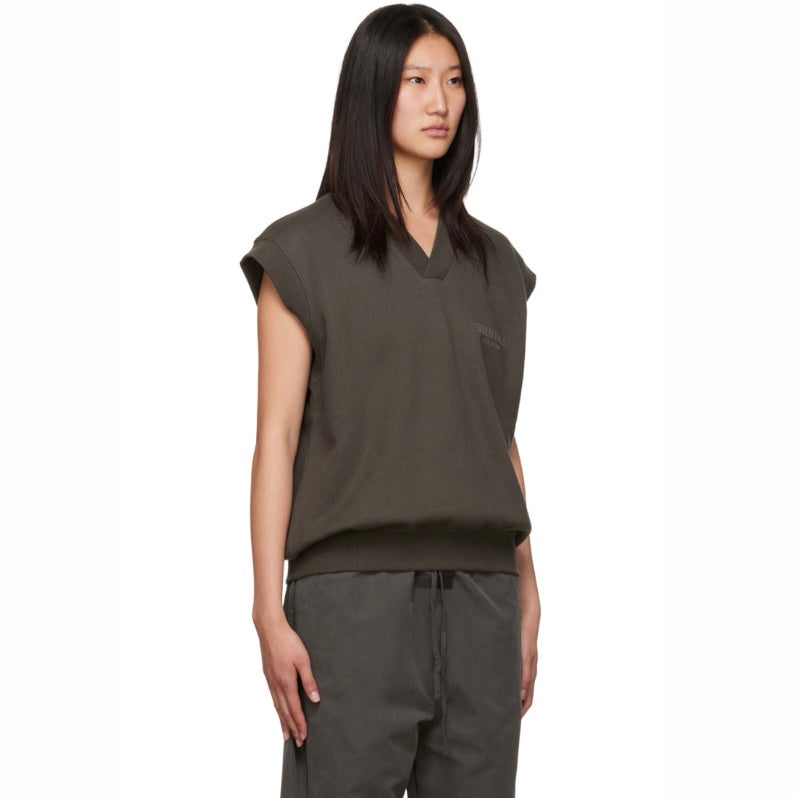 ESSENTIALS GRAY V-NECK VEST