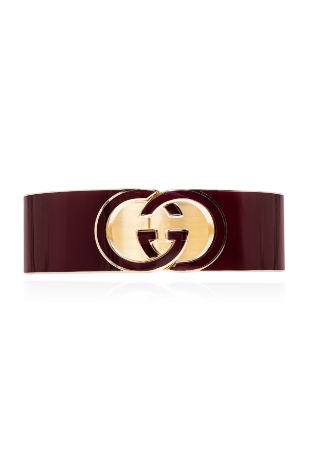 GUCCI GG ENAMEL BANGLE INTERLOCKING  BRACELET