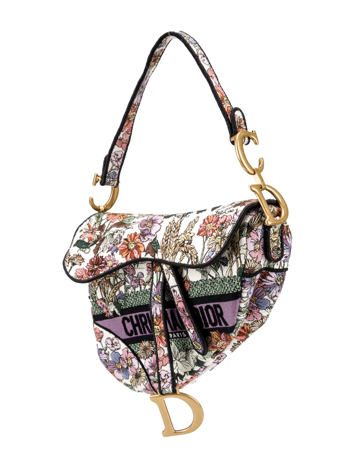 CHRISTIAN DIOR CD EMBROIDERED MEDIUM SADDLE SPRING COLLECTION