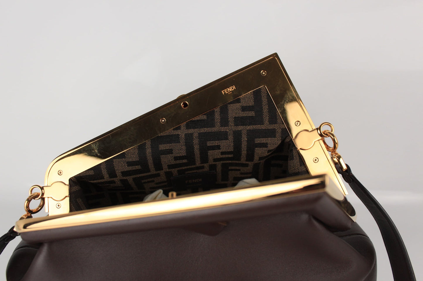 FENDI FIRST MEDIUM NAPPA BAG DARK BROWN