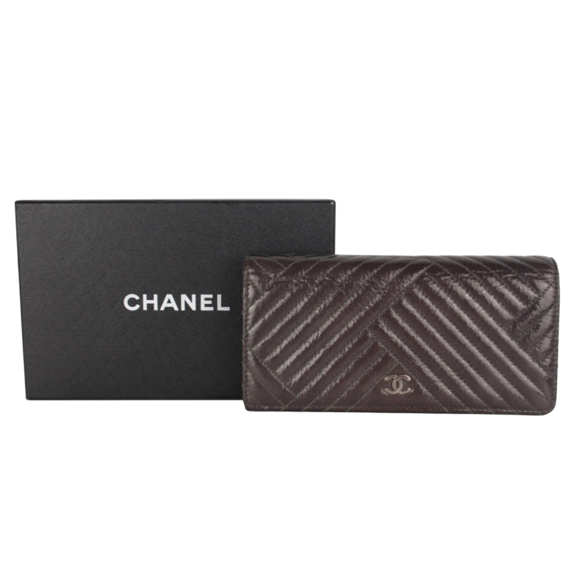 CHANEL DARK BROWN LONG WALLET