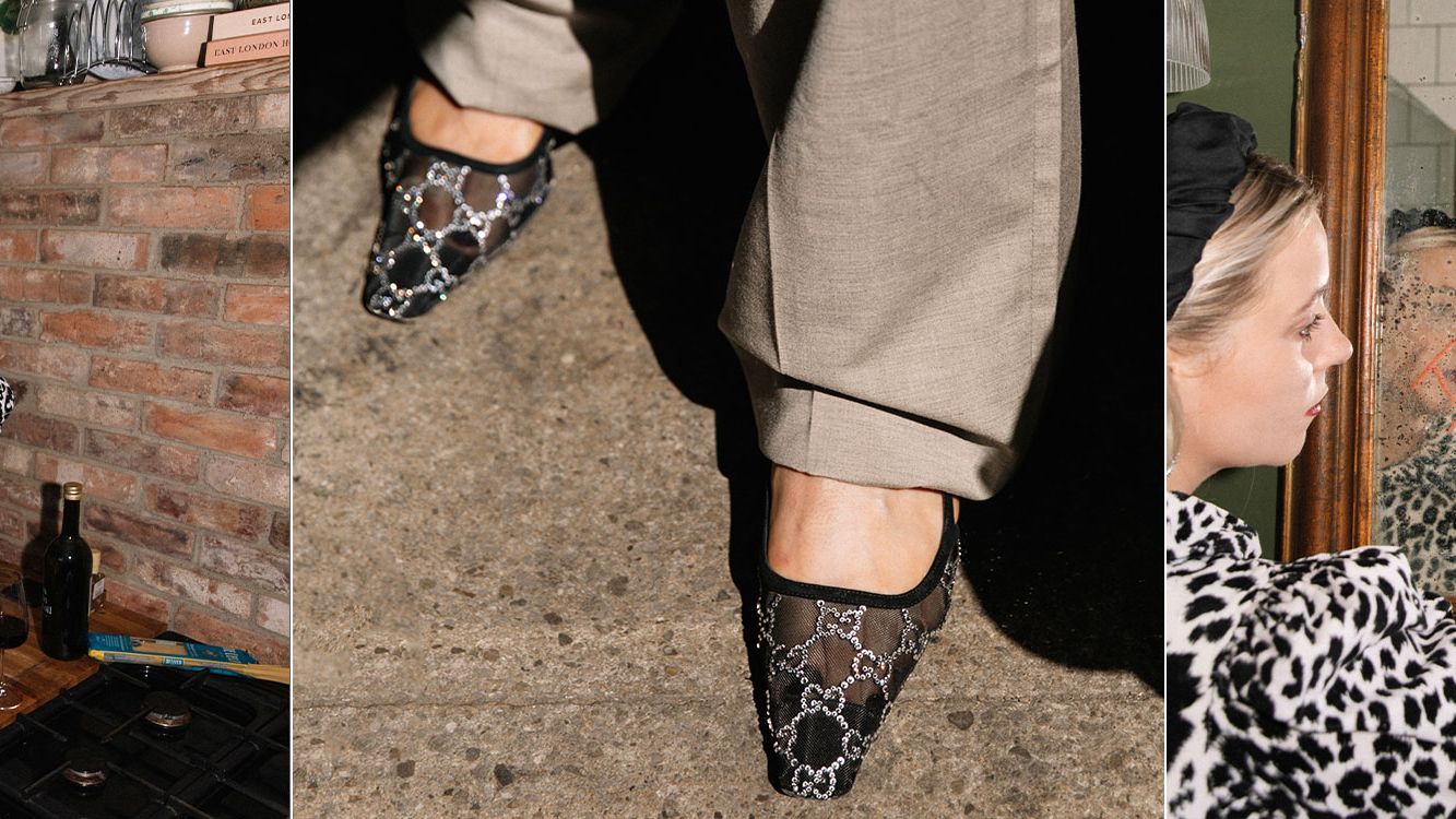 GUCCI GG INTERLOCKING MESH CRYSTAL KITTEN HEELS