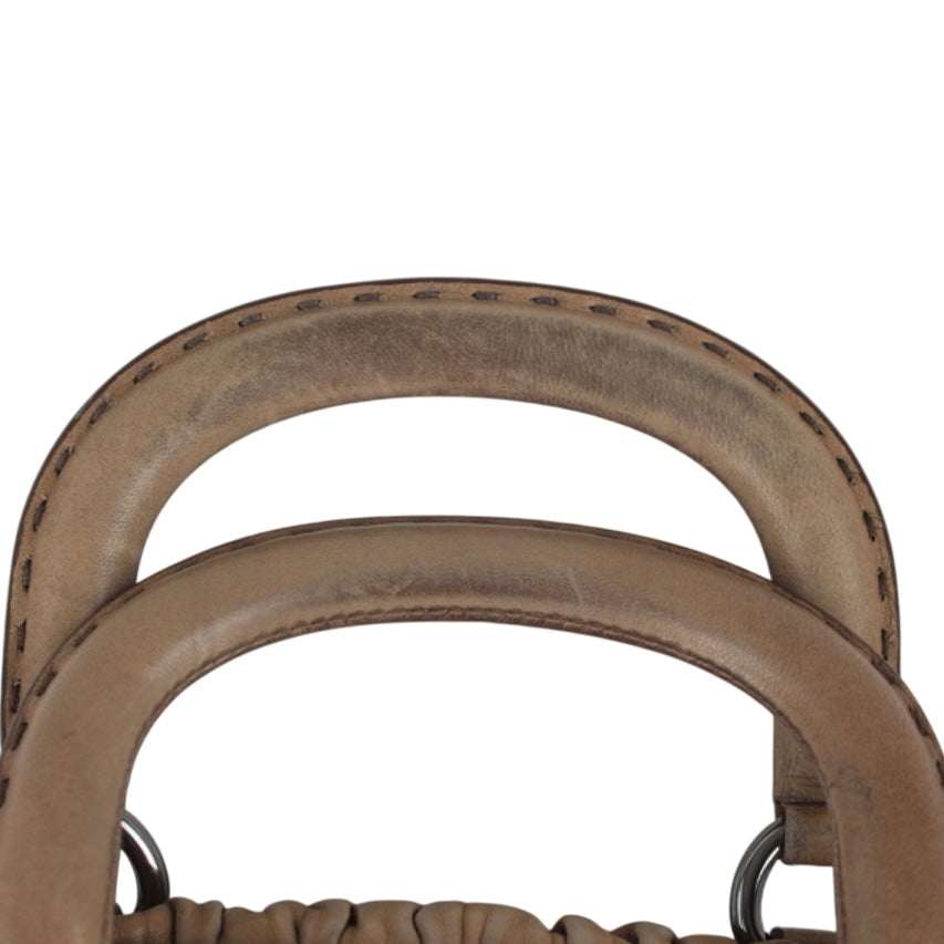 PRADA TWO TONE BROWN RUCHED HANDBAG