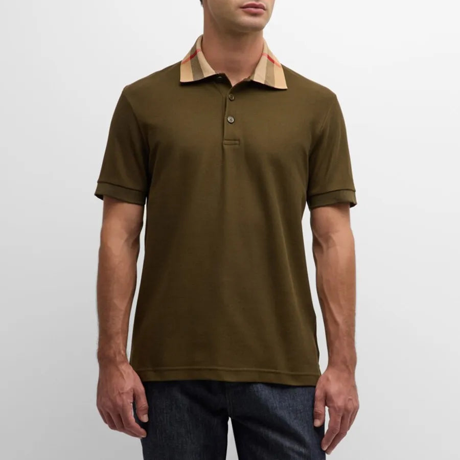 BURBERRY UNISEXCHECK COLLAR COTTON POLO SHIRT