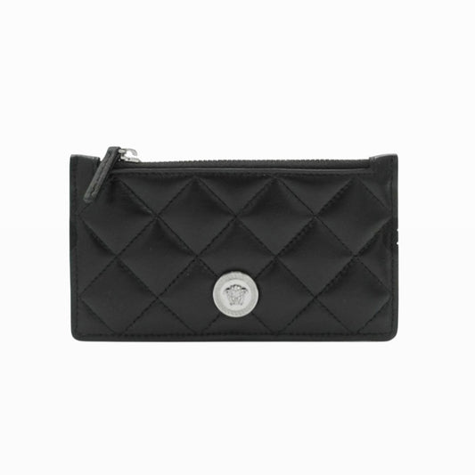 VERSACE MEDUSA HEAD QUILTED BLACK LEATHER