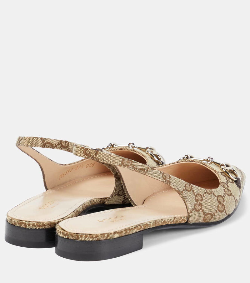 GUCCI SLING BACK HORSEBIT FLATS