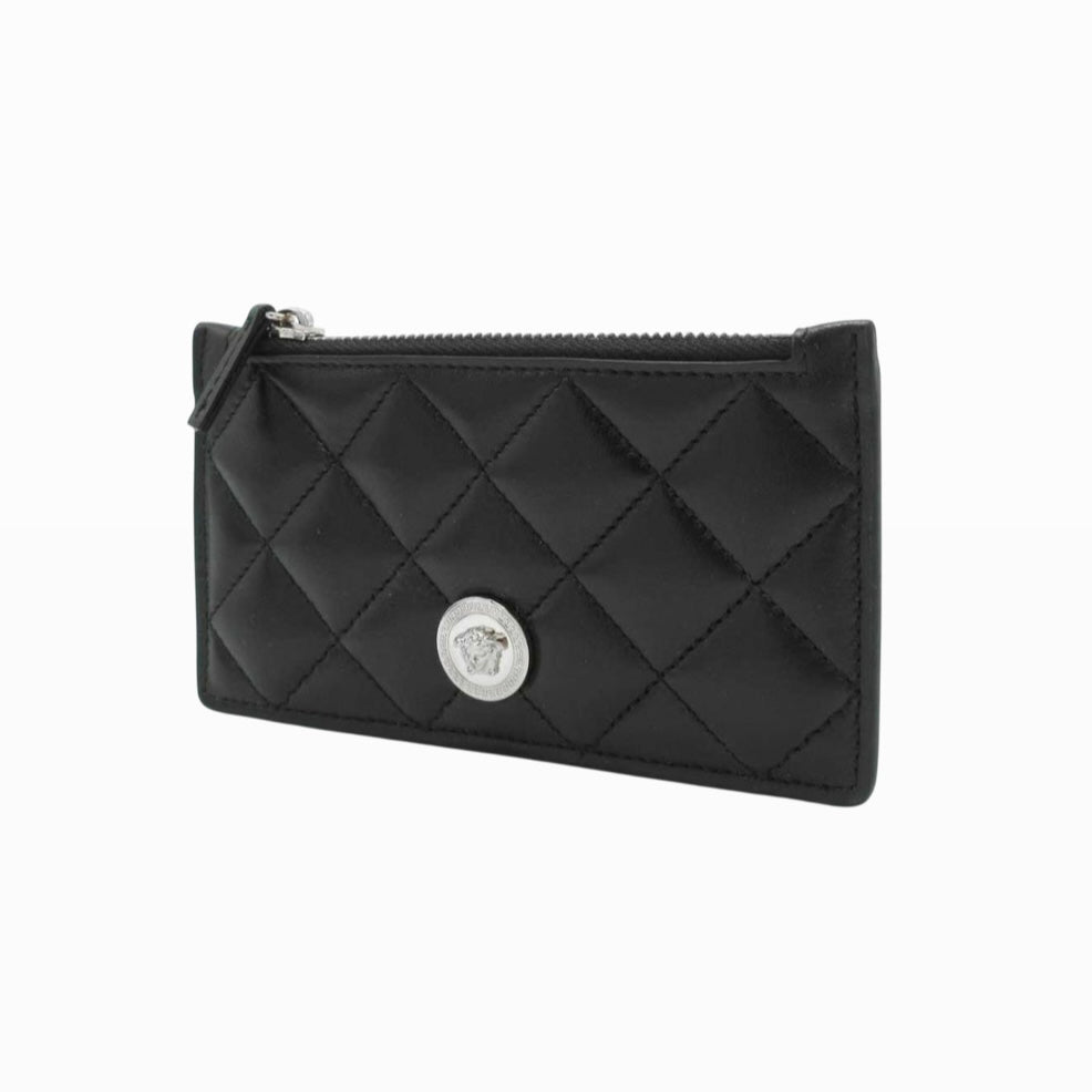 VERSACE MEDUSA HEAD QUILTED BLACK LEATHER