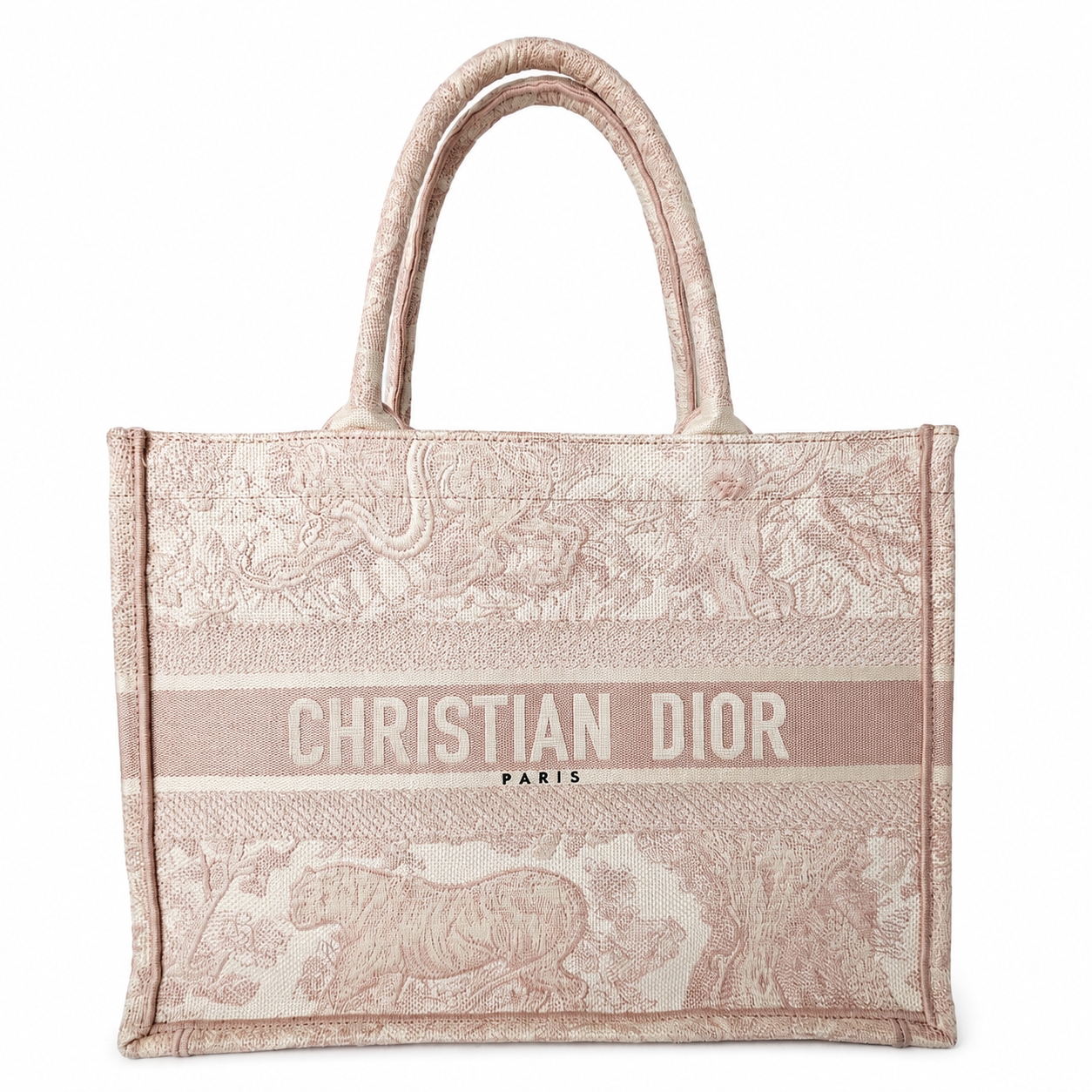 CHRISTIAN DIOR CD EMBROIDERED BOOK TOTE MEDIUM