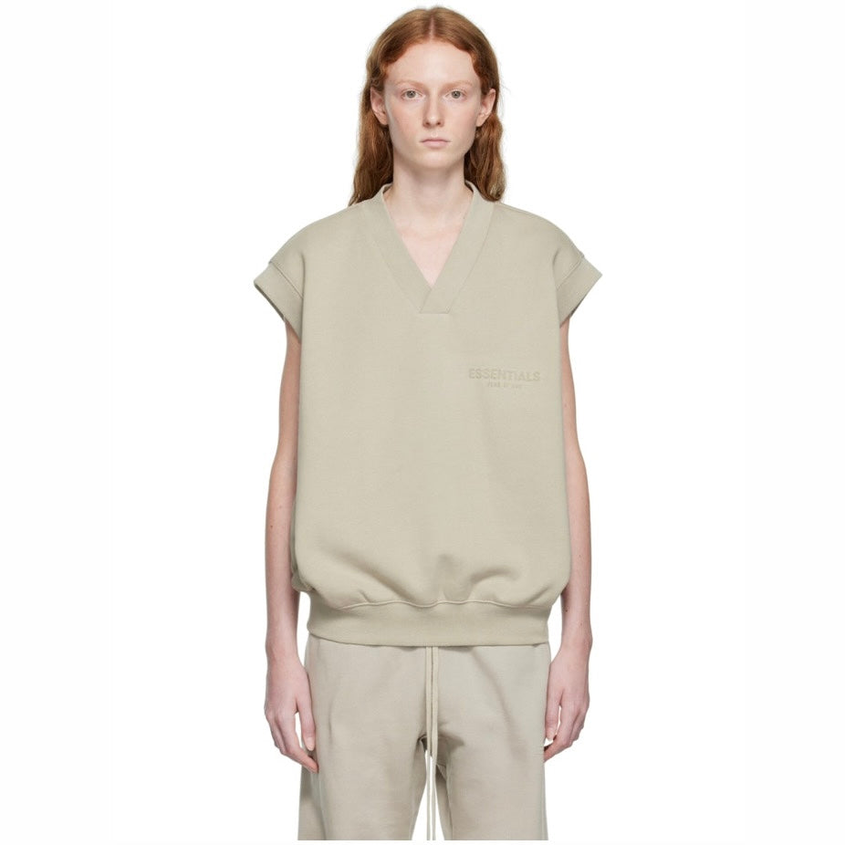 ESSENTIALS GRAY V-NECK VEST