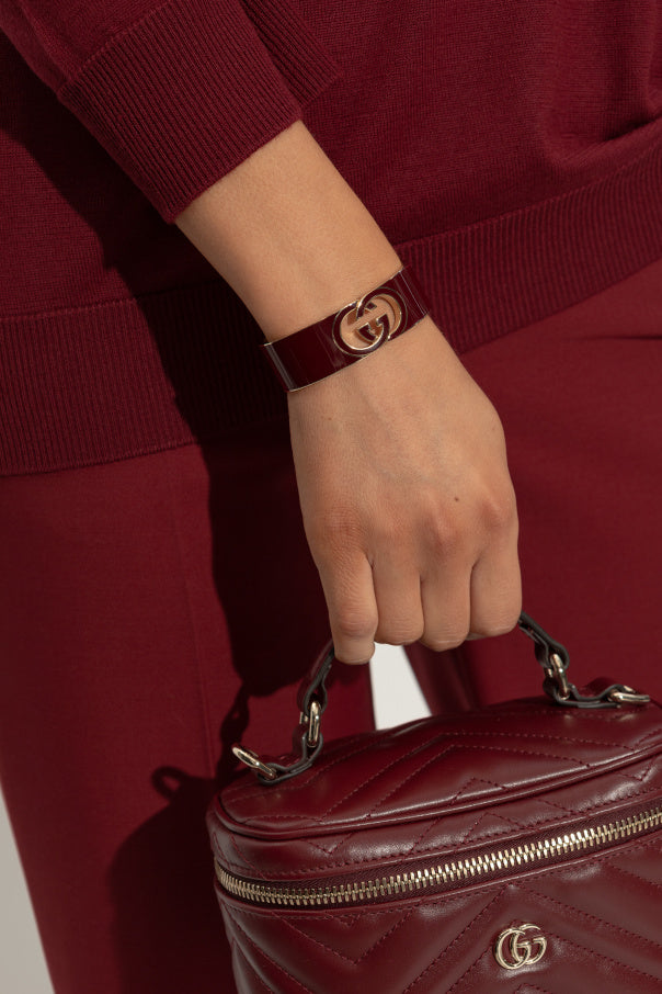 GUCCI GG ENAMEL BANGLE INTERLOCKING  BRACELET
