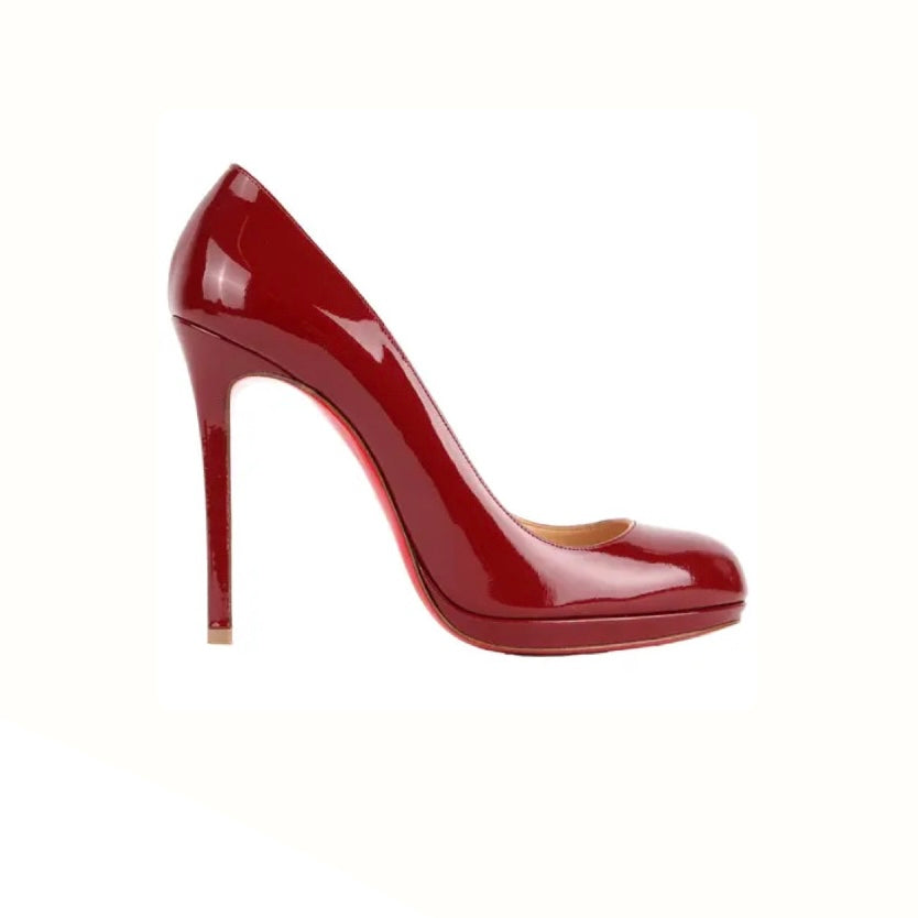 CHRISTIAN LOUBOUTIN BORDEAUX PATENT LEATHER PUMPS