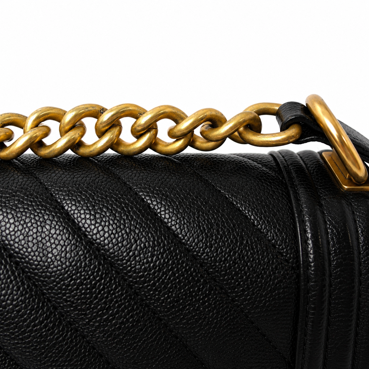 CHANEL CC MEDIUM OLD BOY CHEVRON FLAP CAVIAR