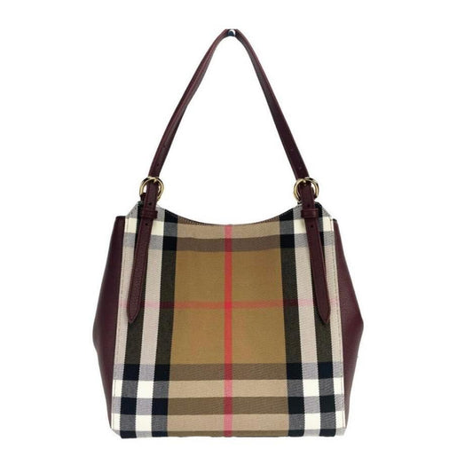 BURBERRY SMALL CANTERBURY CHECK CANVAS TOTE BAG PURSE