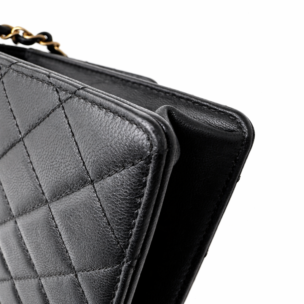 CHANEL CC BLACK SMALL CHIC PEARL FLAP
