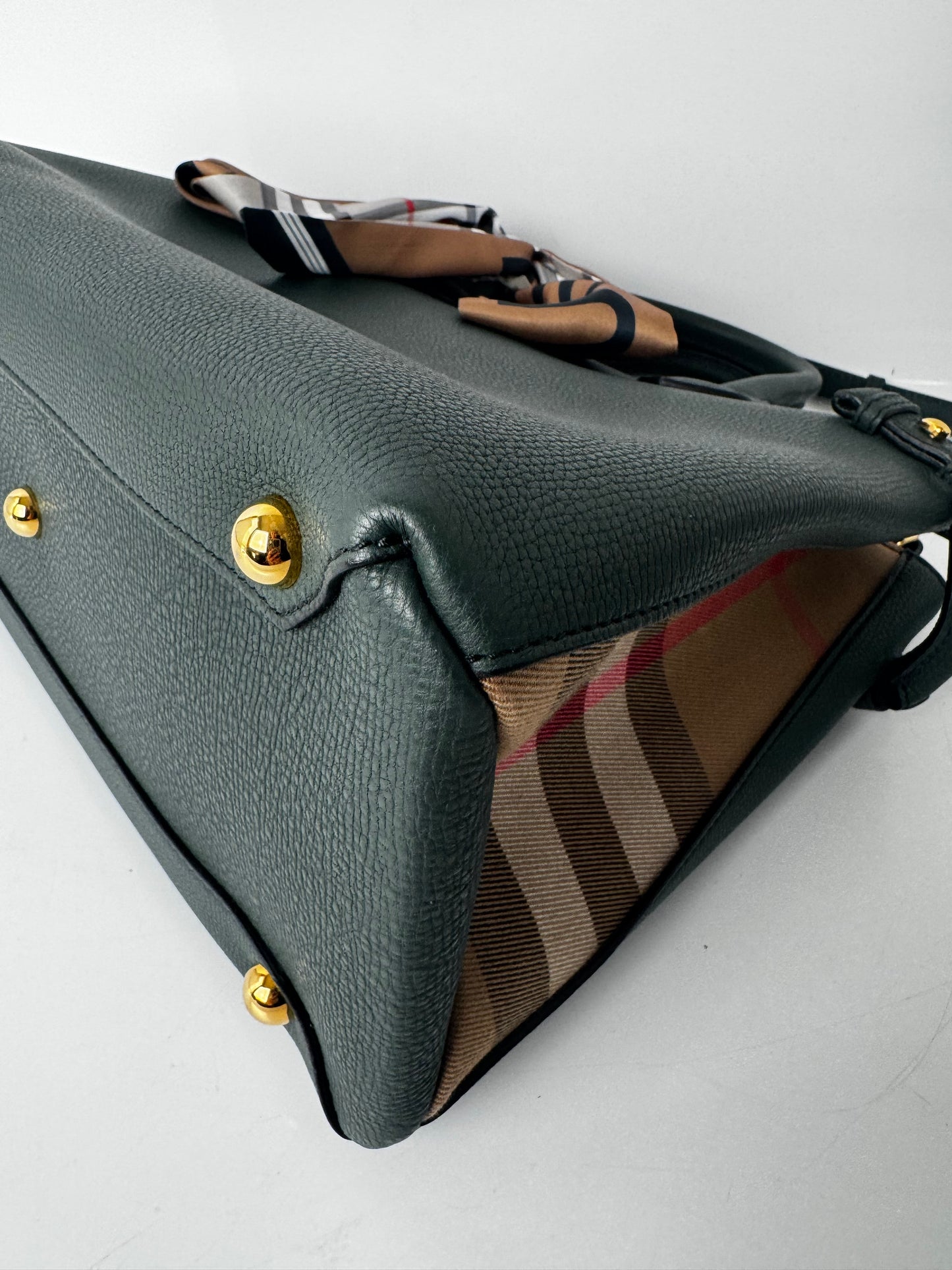 BURBERRY BB BANNER CHECK MEDIUM TOTE BAG