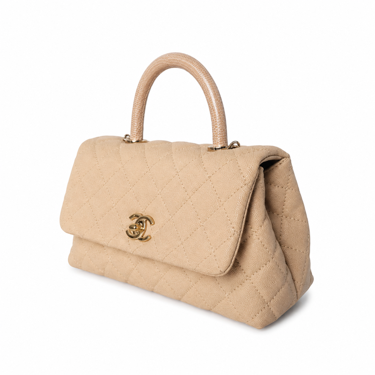 CHANEL CC TOP HANDLE MINI CAVIAR BEIGE